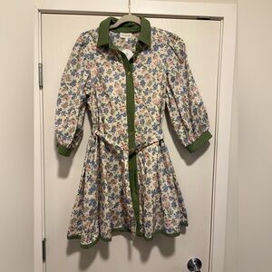 Entro Floral Dress with Green Trim